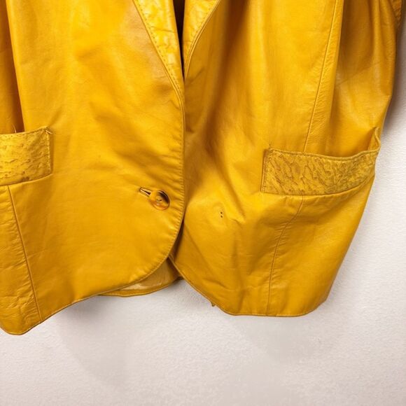 Vintage Orange 80s Leather Dolman Oversized Jacket Coat Size Medium 8/10 - Picture 3 of 12
